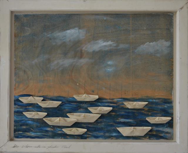 Lothar Schalla, Malerei – Nr. 72 · Wir sitzen alle im gleichen Boot · 130 × 105 cm